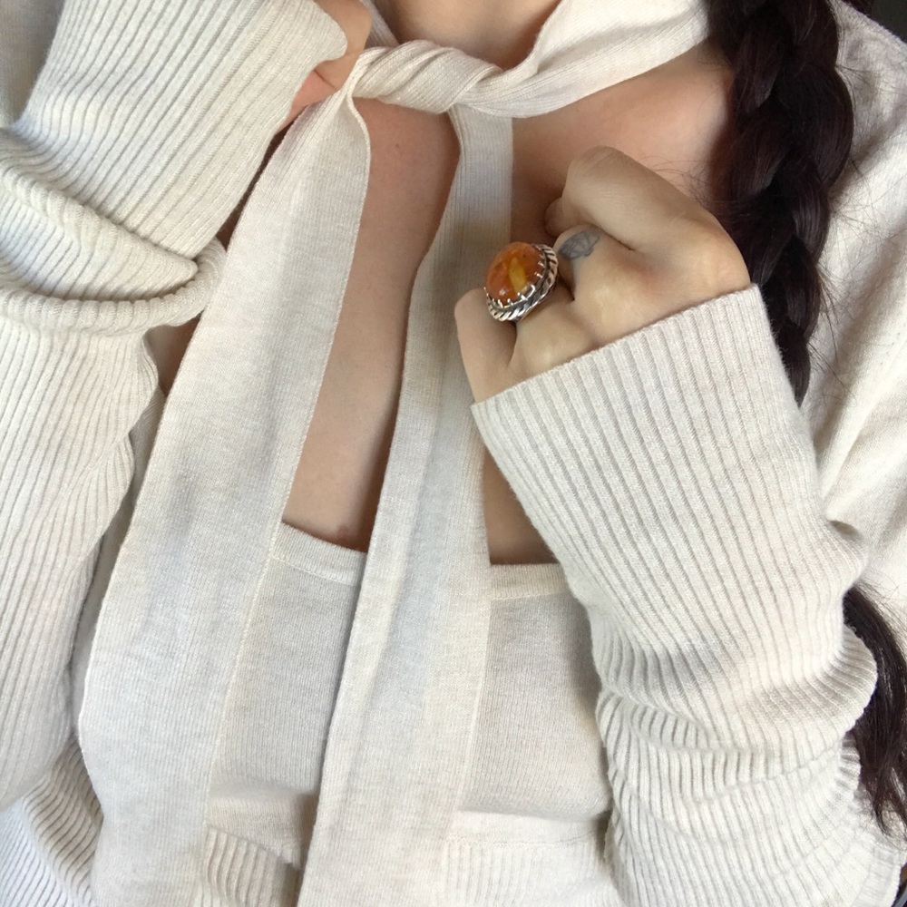 Nanette Lepore Neck Tie Extra Long Sleeve Knit